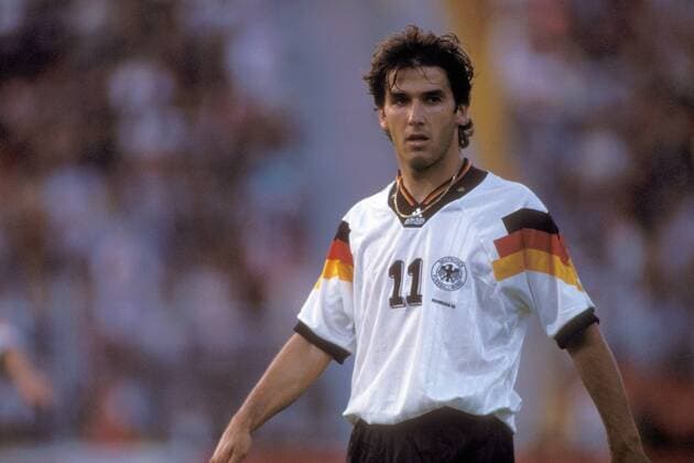 Karlheinz Riedle (Deutschland) Fußball Länderspiel Herren EM 1992, Nationalmannschaft, Nationaltrikot, Gruppe B Einzelbild Norrköping Fußball Länderspiel Herren EM 1992, Nationalmannschaft, Nationaltrikot, Gruppe B Einzelbild Norrköping