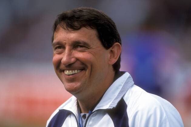 Nationaltrainer Graham Taylor (England) hat sichtlich Spaß Fußball Länderspiel Herren EM 1992, Nationalmannschaft, Gruppe A Porträt Malmö Freude Fußball Länderspiel Herren EM 1992, Nationalmannschaft, Gruppe A Porträt Malmö Freude