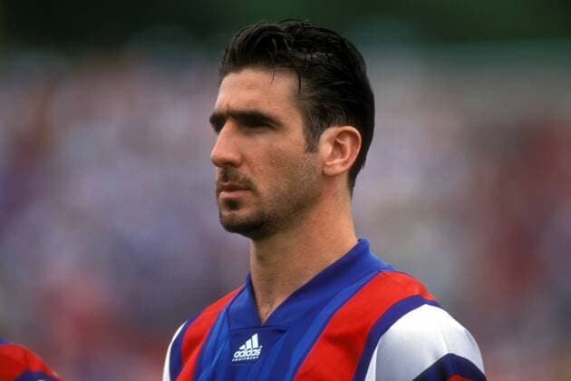 Eric Cantona (Frankreich) Fußball Länderspiel Herren EM 1992, Nationalmannschaft, Nationaltrikot, Gruppe A Porträt Malmö Fußball Länderspiel Herren EM 1992, Nationalmannschaft, Nationaltrikot, Gruppe A Porträt Malmö