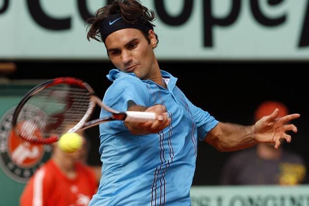 Roger Federer (Schweiz) -  Tennis Herren French Open 2007, ATP Tour, Grand Slam Einzelbild Roland Garros Paris Dynamik, Tennis Herren French Open 2007, ATP Tour, Grand Slam Einzelbild Roland Garros Paris Dynamik,  