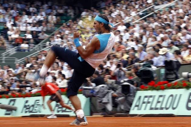 Rafael Nadal (Spanien) jubelt -  Tennis Herren French Open 2007, Grand Slam, ATP Tour Einzelbild Roland Garros Paris Freude, Begeisterung, Tennis Herren French Open 2007, Grand Slam, ATP Tour Einzelbild Roland Garros Paris Freude, Begeisterung,  