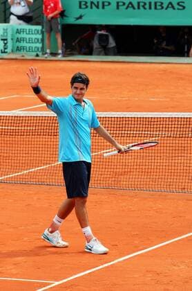 Roger Federer (Schweiz) - Schlussjubel -  (pan20644) Tennis Herren French Open 2007, Grand Slam, ATP Tour, Halbfinale Einzelbild Roland Garros Paris Freude, Tennis Herren French Open 2007, Grand Slam, ATP Tour, Halbfinale Einzelbild Roland Garros Paris Freude,  
