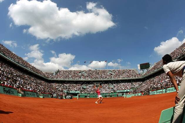 Ausverkaufter Center Court Philippe Chatrier während des Endspiels der French Open 2007 Tennis Damen French Open 2007, Grand Slam, WTA Tour, Finale, Endspiel Totale Roland Garros, Wolke, Wolken Paris Tennis Damen French Open 2007, Grand Slam, WTA Tour, Finale, Endspiel Totale Roland Garros, Wolke, Wolken Paris