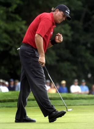 Phil Mickelson (USA) zufrieden -  (OAK20070614326) Golf Herren US Open 2007, PGA Tour, Einzelbild Oakmont Golf Herren US Open 2007, PGA Tour, Einzelbild Oakmont