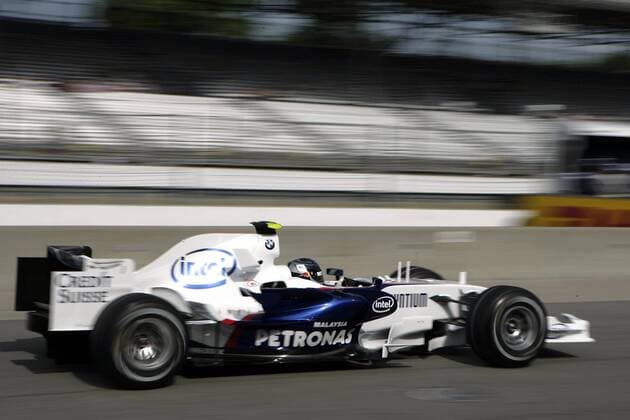 Sebastian Vettel (Deutschland BMW Sauber) in seinem Boliden Motorsport Grand Prix Herren Großer Preis der USA 2007, Formel 1 Weltmeisterschaft, F1, F, GP, WM Einzelbild Indianapolis Motorsport Grand Prix Herren Großer Preis der USA 2007, Formel 1 Weltmeisterschaft, F1, F, GP, WM Einzelbild Indianapolis