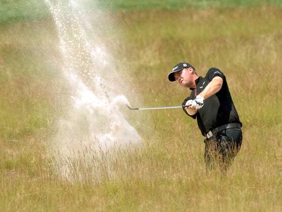Peter Hanson (Schweden) - Bunkerspiel in den berüchtigten Church Pews -  (OAK2007061602) Golf Herren US Open 2007, PGA Tour Einzelbild Oakmont Golf Herren US Open 2007, PGA Tour Einzelbild Oakmont
