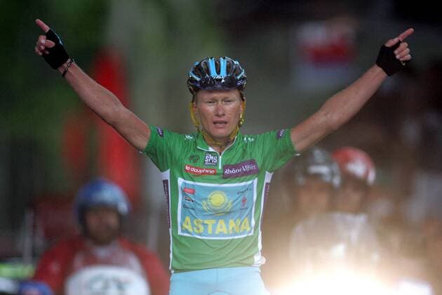 Alexandre Vinokourov (Kasachstan Astana) gewinnt die Schlussetappe des Dauphine Libere 2007 Radsport Herren Dauphine Libere 2007, ProTour, Straßenradsport, Straße, Rad Einzelbild 7. Etappe: Valloire - Annecy Freude, Radsport Herren Dauphine Libere 2007, ProTour, Straßenradsport, Straße, Rad Einzelbild 7. Etappe: Valloire - Annecy Freude,