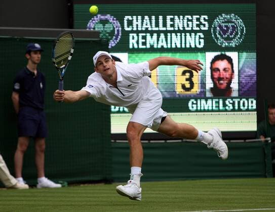 Andy Roddick (USA) Tennis Herren All England Championships 2007, Grand Slam, ATP Tour Einzelbild Wimbledon London Dynamik, Tennis Herren All England Championships 2007, Grand Slam, ATP Tour Einzelbild Wimbledon London Dynamik,