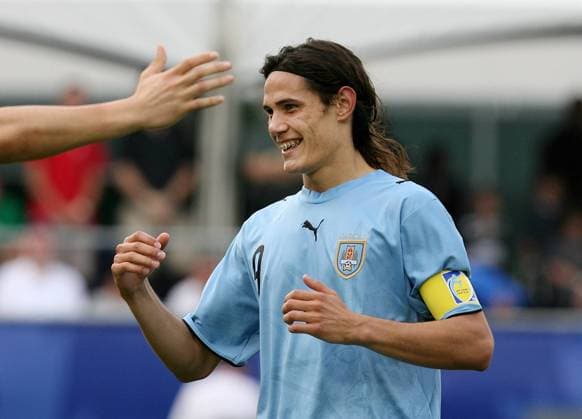 Edinson Cavani (Uruguay U 20) - Torjubel Fußball Länderspiel Herren U20 WM 2007, Nationalmannschaft, Nationaltrikot, Gruppe B Einzelbild Burnaby Freude, Fußball Länderspiel Herren U20 WM 2007, Nationalmannschaft, Nationaltrikot, Gruppe B Einzelbild Burnaby Freude,