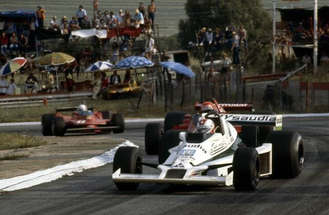 Clay Regazzoni (Schweiz Williams Ford) in seinem Boliden -  Motorsport Grand Prix Herren Großer Preis von Südafrika 1979, Formel 1 Weltmeisterschaft, F1, F, GP, WM Einzelbild Kyalami Motorsport Grand Prix Herren Großer Preis von Südafrika 1979, Formel 1 Weltmeisterschaft, F1, F, GP, WM Einzelbild Kyalami