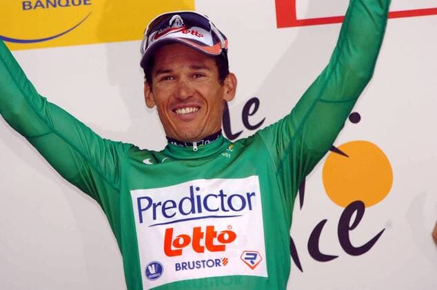 Robbie Mc Ewen (Australien Lotto Predictor) übernimmt das grüne Trikot nach der 1. Etappe der Tour de France 2007 - Radsport Herren Tour de France 2007, ProTour, Straßenradsport, Straße, Rad Einzelbild 1. Etappe: London - Canterbury Freude, Radsport Herren Tour de France 2007, ProTour, Straßenradsport, Straße, Rad Einzelbild 1. Etappe: London - Canterbury Freude,