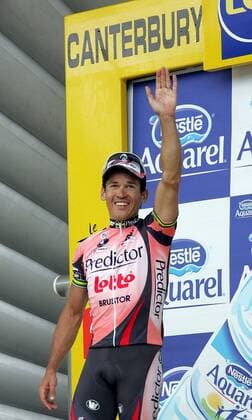 Robbie McEwen (Australien Predictor Lotto) gewinnt die 1. Etappe der Tour de France 2007 Radsport Herren Tour de France 2007, ProTour, Straßenradsport, Straße, Rad Einzelbild 1. Etappe: London - Canterbury Freude, Radsport Herren Tour de France 2007, ProTour, Straßenradsport, Straße, Rad Einzelbild 1. Etappe: London - Canterbury Freude,