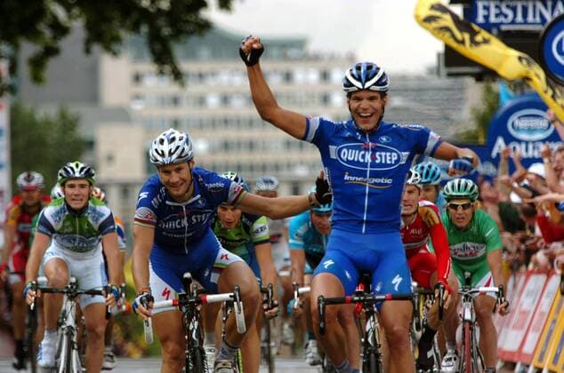 Gert Steegmans (re.) gewinnt die 2. Etappe der Tour de France 2007 vor Tom Boonen (beide Belgien Quick Step Innergetic) - Radsport Herren Tour de France 2007, ProTour, Straßenradsport, Straße, Rad Gruppe 2. Etappe: Dünkirchen - Gent Freude, Radsport Herren Tour de France 2007, ProTour, Straßenradsport, Straße, Rad Gruppe 2. Etappe: Dünkirchen - Gent Freude,