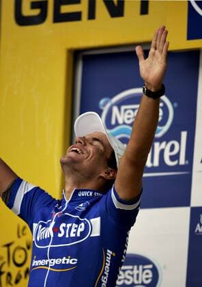 Gert Steegmans (Belgien Quick Step Innergetic) gewinnt die 2. Etappe der Tour de France 2007 - Radsport Herren Tour de France 2007, ProTour, Straßenradsport, Straße, Rad Einzelbild 2. Etappe: Dünkirchen - Gent Glück, Begeisterung Freude, Radsport Herren Tour de France 2007, ProTour, Straßenradsport, Straße, Rad Einzelbild 2. Etappe: Dünkirchen - Gent Glück, Begeisterung Freude,