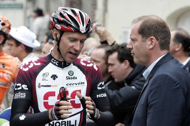 Tourdirektor Christian Prudhomme (Frankreich, re.) und Jens Voigt (Deutschland CSC) im Gespräch - Radsport Herren Tour de France 2007, ProTour, Straßenradsport, Straße, Rad, Gruppe 4. Etappe: Villers - Cotterets Radsport Herren Tour de France 2007, ProTour, Straßenradsport, Straße, Rad, Gruppe 4. Etappe: Villers - Cotterets
