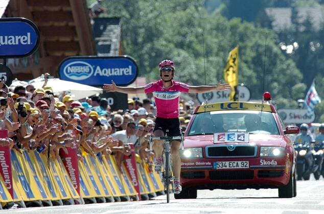Linus Gerdemann (Deutschland T Mobile) gewinnt die 7. Etappe der Tour de France 2007 - Radsport Herren Tour de France 2007, ProTour, Straßenradsport, Straße, Rad, Einzelbild 7. Etappe: Bourg en Bresse - Le Grand Bornand Freude, Begeisterung Radsport Herren Tour de France 2007, ProTour, Straßenradsport, Straße, Rad, Einzelbild 7. Etappe: Bourg en Bresse - Le Grand Bornand Freude, Begeisterung