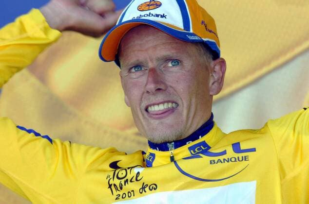 Mickael Rasmussen (Dänemark Rabobank) gewinnt die 8. Etappe der Tour de France 2007 und übernimmt damit das gelbe Trikot des Gesamtführenden - Radsport Herren Tour de France 2007, ProTour, Straßenradsport, Straße, Rad Einzelbild 8. Etappe: Le Grand Bornand - Tignes Freude, Radsport Herren Tour de France 2007, ProTour, Straßenradsport, Straße, Rad Einzelbild 8. Etappe: Le Grand Bornand - Tignes Freude,