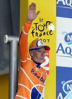 Michael Rasmussen (Dänemark Rabobank) gewinnt die 8. Etappe der Tour de France 2007 Radsport Herren Tour de France 2007, ProTour, Straßenradsport, Straße, Rad, Einzelbild 8. Etappe: Le Grand Bornand - Tignes Freude, Radsport Herren Tour de France 2007, ProTour, Straßenradsport, Straße, Rad, Einzelbild 8. Etappe: Le Grand Bornand - Tignes Freude,