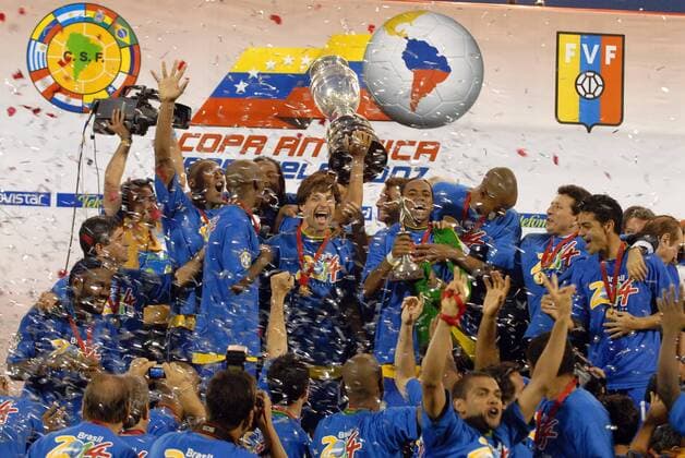 Brasilien gewinnt die Copa America 2007 mit u.a. Diego und Robinho Fußball Länderspiel Herren Copa America 2007, Südamerika, Südamerikameisterschaft, Amerika Meisterschaft, Finale, Endspiel Totale Maracaibo Freude, Begeisterung, Fußball Länderspiel Herren Copa America 2007, Südamerika, Südamerikameisterschaft, Amerika Meisterschaft, Finale, Endspiel Totale Maracaibo Freude, Begeisterung,