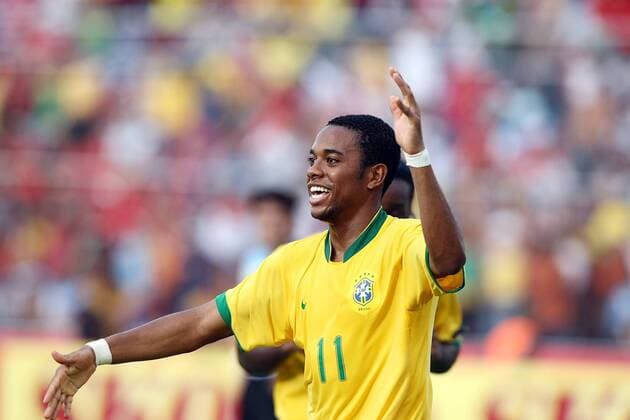 Robinho (Brasilien) jubelt Fußball Länderspiel Herren Copa America 2007, Südamerika, Südamerikameisterschaft, Amerika Meisterschaft, Finale, Endspiel Einzelbild Maracaibo Freude, Fußball Länderspiel Herren Copa America 2007, Südamerika, Südamerikameisterschaft, Amerika Meisterschaft, Finale, Endspiel Einzelbild Maracaibo Freude,