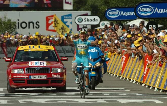 Alexandre Vinokourov (Kasachstan Astana) gewinnt die 15. Etappe der Tour de France 2007 - Radsport Herren Tour de France 2007, ProTour, Straßenradsport, Straße, Rad Totale 15. Etappe: Foix - Loudenvielle le Louron Freude, Radsport Herren Tour de France 2007, ProTour, Straßenradsport, Straße, Rad Totale 15. Etappe: Foix - Loudenvielle le Louron Freude,