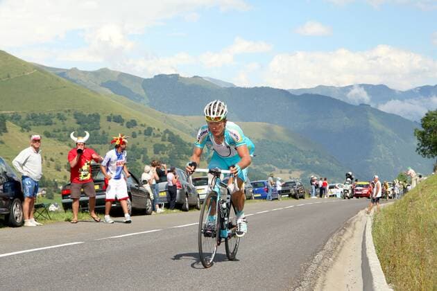 Alexandre Vinokourov (Kasachstan Astana) im Anstieg - Radsport Herren Tour de France 2007, Straßenradsport, Straße, Rad, ProTour, Einzelbild 15. Etappe: Foix - Loudenvielle Le Louron Radsport Herren Tour de France 2007, Straßenradsport, Straße, Rad, ProTour, Einzelbild 15. Etappe: Foix - Loudenvielle Le Louron