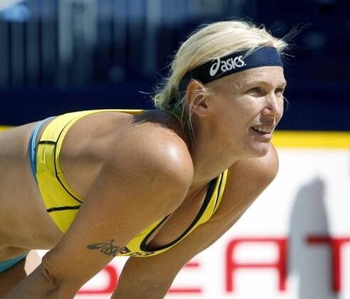 Susanne Lahme (Deutschland) Beachvolleyball WM Damen Beach WM 2007 Einzelbild Gstaad Konzentration, Beachvolleyball WM Damen Beach WM 2007 Einzelbild Gstaad Konzentration,