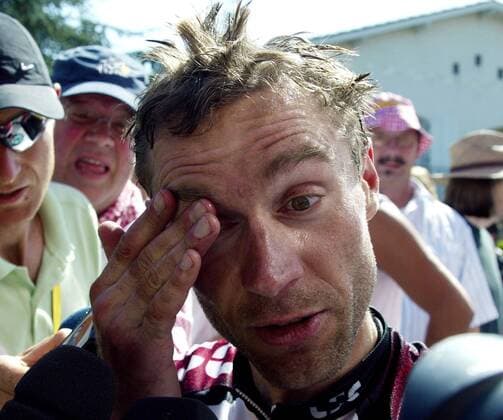 Jens Voigt (Deutschland CSC) erschöpft Radsport Herren Tour de France 2007, ProTour, Straßenradsport, Straße, Rad, Porträt 17.Etappe: Pau - Castelsarrasin Erschöpfung, Radsport Herren Tour de France 2007, ProTour, Straßenradsport, Straße, Rad, Porträt 17.Etappe: Pau - Castelsarrasin Erschöpfung,