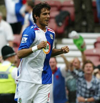 Roque Santa Cruz (Blackburn) - Torjubel -  Fußball Herren English Premier League 2007 2008, 1. Englische Liga, Blackburn Rovers Einzelbild Middlesbrough Freude, Fußball Herren English Premier League 2007 2008, 1. Englische Liga, Blackburn Rovers Einzelbild Middlesbrough Freude,
