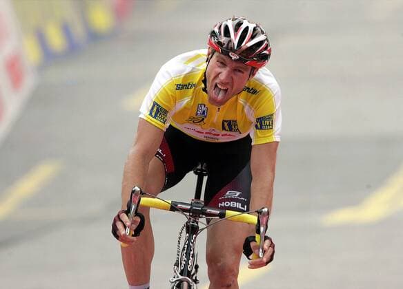 Jens Voigt (Deutschland CSC) erschöpft im Ziel Radsport Herren Deutschland Tour 2007, Deutschlandtour, ProTour, Straßenradsport, Straße, Rad Einzelbild 5. Etappe: Sonthofen - Sölden Erschöpfung, Radsport Herren Deutschland Tour 2007, Deutschlandtour, ProTour, Straßenradsport, Straße, Rad Einzelbild 5. Etappe: Sonthofen - Sölden Erschöpfung,