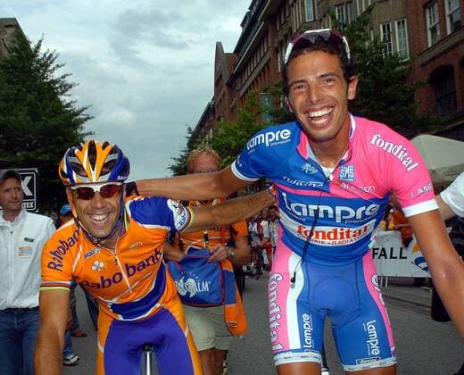 Alessandro Ballan (Italien Lampre Fondital, re.), Sieger der Vattenfall Cyclassics 2007, mit dem zweiten Oscar Freire (Spanien Rabobank) -  Radsport Herren Vattenfall Cyclassics 2007, Straßenradsport, Straße, Rad, ProTour Gruppe Hamburg Freude, Begeisterung, Radsport Herren Vattenfall Cyclassics 2007, Straßenradsport, Straße, Rad, ProTour Gruppe Hamburg Freude, Begeisterung,