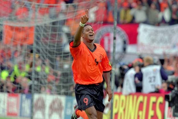 Patrick Kluivert (Niederlande) - Torjubel Fußball Länderspiel Herren EM 2000, Nationalmannschaft, Nationaltrikot, Viertelfinale, Vneg Einzelbild Rotterdam Freude, Begeisterung, Fußball Länderspiel Herren EM 2000, Nationalmannschaft, Nationaltrikot, Viertelfinale, Vneg Einzelbild Rotterdam Freude, Begeisterung,