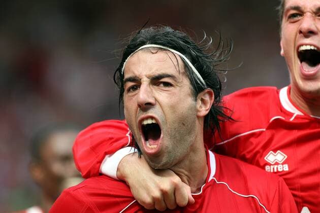 Julio Arca (Middlesbrough) - Torjubel -  Fußball Herren English Premier League 2007 2008, 1. Englische Liga, Middlesbrough FC Einzelbild Middlesbrough Freude, Begeisterung, Fußball Herren English Premier League 2007 2008, 1. Englische Liga, Middlesbrough FC Einzelbild Middlesbrough Freude, Begeisterung,