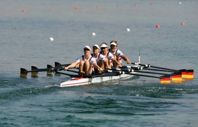 Doppelvierer Deutschland, v.li.: Stephanie Schiller, Britta Oppelt, Manuela Lutze und Kathrin Boron Rudern WM Damen WM 2007, 4er, 4 er, Vierer, Skull, Doppelvierer Gruppe München Rudern WM Damen WM 2007, 4er, 4 er, Vierer, Skull, Doppelvierer Gruppe München