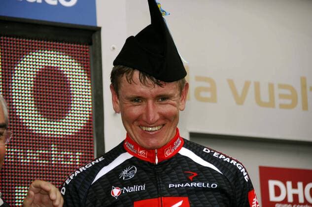 Vladimir Efimkin (Rußland Caisse d Epargne) gewinnt die 4. Etappe der Spanienrundfahrt 2007 - Radsport Herren 62. Vuelta a Espana 2007, Spanienrundfahrt, Protour, Straßenradsport, Straße, Rad Einzelbild 4. Etappe: Langreo - Lagos de Covadonga Freude, Radsport Herren 62. Vuelta a Espana 2007, Spanienrundfahrt, Protour, Straßenradsport, Straße, Rad Einzelbild 4. Etappe: Langreo - Lagos de Covadonga Freude,