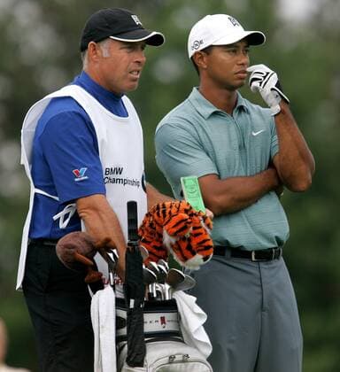Eldrick Tiger Woods (USA) und Caddie Steeve Williams (Neuseeland) nachdenklich -  (chi2007090603) Golf Herren BMW Championship 2007, PGA Tour, FedEx Cup, Fed Ex Gruppe Cog Hill Golf and Country Club Lemont Nachdenklichkeit, Golf Herren BMW Championship 2007, PGA Tour, FedEx Cup, Fed Ex Gruppe Cog Hill Golf and Country Club Lemont Nachdenklichkeit,
