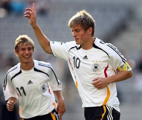 Toni Kroos (re.) und Dennis Dowidat (beide Deutschland U17) - Torjubel Fußball WM Herren U17 WM 2007, U 17, Länderspiel, Spiel um Platz Drei, Nationalmannschaft, Nationaltrikot Gruppe Junioren Seoul Freude, Fußball WM Herren U17 WM 2007, U 17, Länderspiel, Spiel um Platz Drei, Nationalmannschaft, Nationaltrikot Gruppe Junioren Seoul Freude,