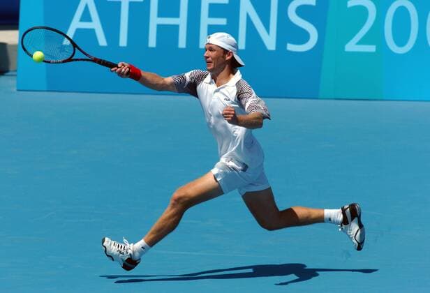 Rainer Schüttler (Deutschland) Tennis OS Sommer Herren Olympische Sommerspiele Athen 2004, Olympia, Olympiade, Spiele Einzelbild Maroussi Dynamik, Tennis OS Sommer Herren Olympische Sommerspiele Athen 2004, Olympia, Olympiade, Spiele Einzelbild Maroussi Dynamik,