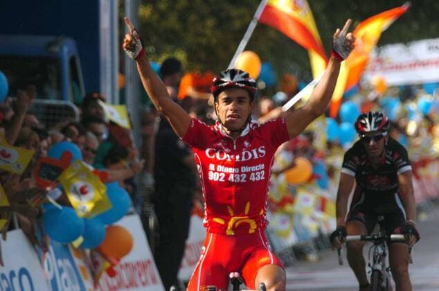 Leonardo Duque (Kolumbien Cofidis) gewinnt die 16. Etappe der Vuelta 2007 -  Radsport Herren Vuelta a Espana 2007, Spanienrundfahrt, ProTour, Straßenradsport, Straße, Rad Einzelbild 16. Etappe: Jaen - Puertollano Freude, Radsport Herren Vuelta a Espana 2007, Spanienrundfahrt, ProTour, Straßenradsport, Straße, Rad Einzelbild 16. Etappe: Jaen - Puertollano Freude,