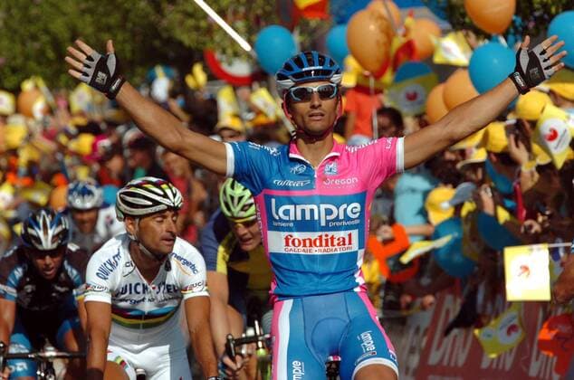Daniele Bennati (Italien Lampre) gewinnt die 17. Etappe der Vuelta a Espana 2007 - Radsport Herren Vuelta a Espana 2007, Spanienrundfahrt, ProTour, Straßenradsport, Straße, Rad Einzelbild 17. Etappe: Ciudad Real - Talavera de la Reina Freude, Radsport Herren Vuelta a Espana 2007, Spanienrundfahrt, ProTour, Straßenradsport, Straße, Rad Einzelbild 17. Etappe: Ciudad Real - Talavera de la Reina Freude,