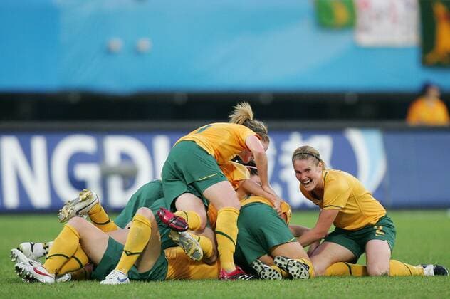 Torjubel Australien - Fußball Länderspiel Damen WM 2007, Nationalmannschaft, Nationaltrikot, Frauen, Gruppe C, Frauenfußball, Australien Gruppe Chengdu Freude, Begeisterung, Fußball Länderspiel Damen WM 2007, Nationalmannschaft, Nationaltrikot, Frauen, Gruppe C, Frauenfußball, Australien Gruppe Chengdu Freude, Begeisterung,