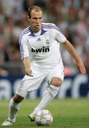 Arjen Robben (Real Madrid) am Ball -  Fußball EC 1 Herren Champions League 2007 2008, Real Madrid CF Einzelbild Madrid Dynamik, Fußball EC 1 Herren Champions League 2007 2008, Real Madrid CF Einzelbild Madrid Dynamik,