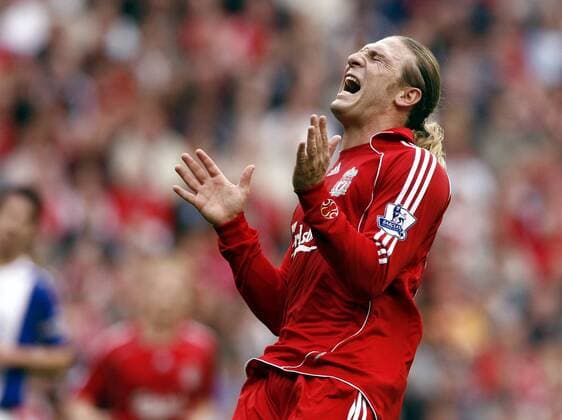 Andriy Voronin (Liverpool) verzweifelt - EDITORIAL USE ONLY. No use with unauthorised audio, video, data, fixture lists, club league logos or live services. Online in-match use limited to 120 images, no video emulation. No use in betting, games or single club league player publications. Fußball Herren English Premier League 2007 2008, 1. Englische Liga, FC Liverpool Einzelbild Liverpool Enttäuschung, Wut, Fußball Herren English Premier League 2007 2008, 1. Englische Liga, FC Liverpool Einzelbild Liverpool Enttäuschung, Wut,