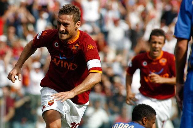 Francesco Totti (AS Rom) jubelt - Fußball Herren Serie A 2007 2008, 1. Italienische Liga, AS Rom, Roma Einzelbild Rom Begeisterung, Freude, Fußball Herren Serie A 2007 2008, 1. Italienische Liga, AS Rom, Roma Einzelbild Rom Begeisterung, Freude,