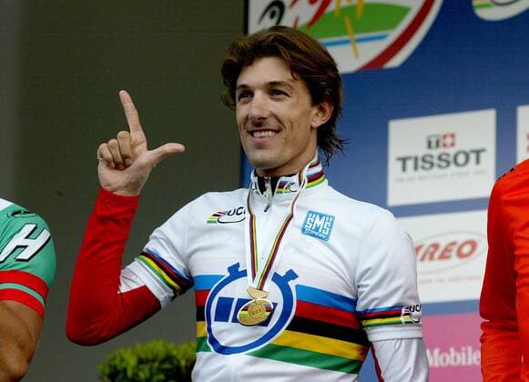 Fabian Cancellara (Schweiz CSC) - Zeitfahrweltmeister 2007 wiederholt seinen Vorjahreserfolg Radsport WM Herren WM 2007, Straßenradsport, Straße, Rad, Zeitfahren, Einzelzeitfahren Einzelbild Stuttgart Freude, Radsport WM Herren WM 2007, Straßenradsport, Straße, Rad, Zeitfahren, Einzelzeitfahren Einzelbild Stuttgart Freude,