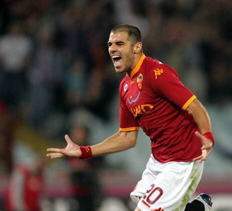 Simone Perrotta (AS Rom) jubelt -  Fußball Herren Serie A 2007 2008, 1. Italienische Liga, AS Roma Einzelbild Rom Begeisterung, Freude, Fußball Herren Serie A 2007 2008, 1. Italienische Liga, AS Roma Einzelbild Rom Begeisterung, Freude,