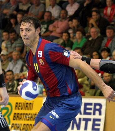 Jerome Fernandez (FC Barcelona) am Ball - Handball EC 1 Herren Champions League 2007 2008, Qualifikation, Qualifikationsturnier, FC Barcelona, Barca Einzelbild Karvina Dynamik, Handball EC 1 Herren Champions League 2007 2008, Qualifikation, Qualifikationsturnier, FC Barcelona, Barca Einzelbild Karvina Dynamik,