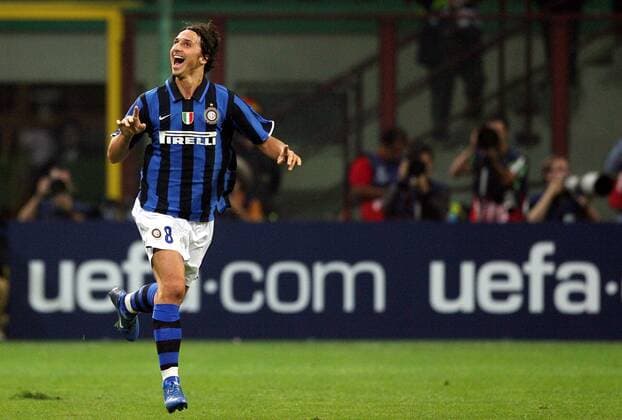 Zlatan Ibrahimovic (Inter Mailand) jubelt -  Fußball EC 1 Herren Champions League 2007 2008, FC Internazionale Mailand Einzelbild Mailand Begeisterung, Freude, Fußball EC 1 Herren Champions League 2007 2008, FC Internazionale Mailand Einzelbild Mailand Begeisterung, Freude,