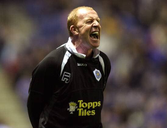 Trainer Gary Megson (Leicester) gibt lautstark Anweisungen -  Fußball Herren Football League Championship 2007 2008, 2. Englische Liga, Leicester City Einzelbild Leicester Wut, Spannung, Fußball Herren Football League Championship 2007 2008, 2. Englische Liga, Leicester City Einzelbild Leicester Wut, Spannung,