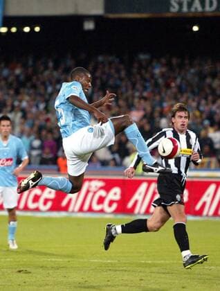 Marcelo Zalayeta (Neapel) am Ball - Fußball Herren Serie A 2007 2008, 1. Italienische Liga, SSC Napoli - Juventus Turin 3:1, Juve Gruppe Neapel Dynamik, Kampf, Fußball Herren Serie A 2007 2008, 1. Italienische Liga, SSC Napoli - Juventus Turin 3:1, Juve Gruppe Neapel Dynamik, Kampf,